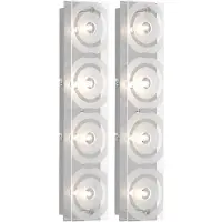 JUST LIGHT 2er Set Wandleuchte, Chrom, Glas satiniert, 4 Flammig, L 40 cm
