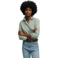 Superdry für Damen. W4010587A Prmium Leinenhemd grün (S), Lässig, Langarm