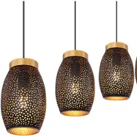 Globo Lighting Pendelleuchte, 4-flammig, Metall, schwarz gold, H 120 cm