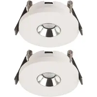 Globo Lighting 2er Set LED Einbaustrahler, Gips weiß, Chrom, D 9 cm