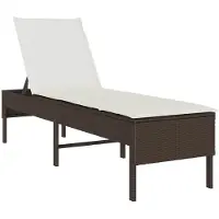 vidaXL Sonnenliege mit Auflage Braun 55x200x44 cm Poly Rattan