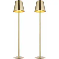 Globo Lighting 2er Set LED Tischleuchten, messing, Touchdimmer, IP44, H 47 cm