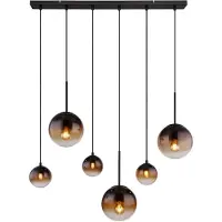 Globo Pendelleuchte, Metall, Glas, rauchfarben, 6 Flammig, H 117cm