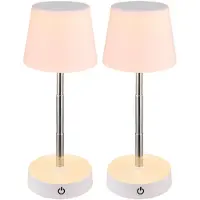 Globo Lighting 2er Set LED Tischleuchte, weiß, Touchdimmer, höhenverstellbar, H 28 cm