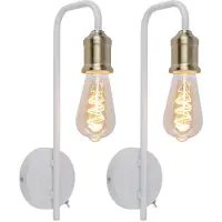 Globo 2er Set Wandlampe, Messing, weiß, Höhe 36 cm
