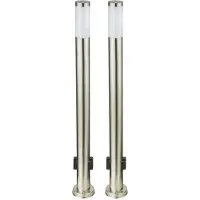 Globo Lighting 2er Set Stehleuchten, Steckdose, Edelstahl, H 110 cm