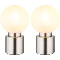 Globo Lighting 2x Tischleuchte, Metall, Nickel, H 24,5 cm