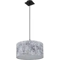 Globo Hängeleuchte, Metall, Textilschirm blau grau, H 150cm