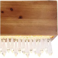 Globo LED Wandleuchte, Holz, Kristalldekor, braun, H 17cm