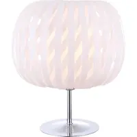Globo Lighting Tischleuchte Tischlampe Kugel-Design Chrom Weiß 30 cm Wohnzimmer Schlafzimmer