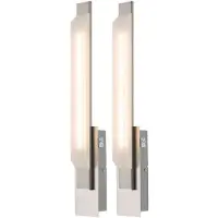 Globo 2er Set LED Wandstrahler, Chrom, Glas, satiniert, H 48cm