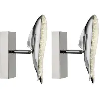 Globo Lighting 2er Set LED Wandlampe, Chrom Wal Design, schwenkbar, H 23,5 cm