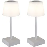 Globo Lighting 2x LED Tischleuchte, silber, Touchdimmer, Akku, H 25,5 cm