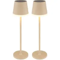 Globo Lighting 2er Set LED Solarleuchte, Metall, sandfarben, H 41 cm