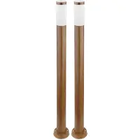 Globo 2er Set Stehleuchte, Außen, Edelstahl, Holz-Optik, H 110 cm