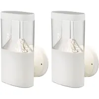 Globo 2er Set LED Wandleuchten, Edelstahl weiß, H 23 cm