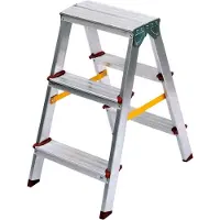 Vito Aluminium-Leiter, 2 Sprossen, 3 Stufen, Tragfähigkeit 150 kg, Höhe 0,65 m, Marke , hergestellt in Europa