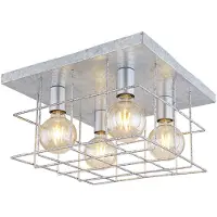 Globo Deckenlampe, Metallgitter, Zink, 4 Flammig, E27, L 40 cm