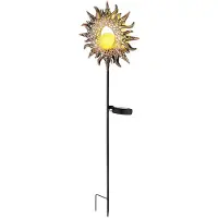 Globo LED Solar-Steckleuchte, Sonne, Crackle-Glas, rost, H 81,5 cm