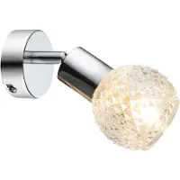 Globo Wandstrahler, Chrom, beweglich, Glas, rund, L 17 cm