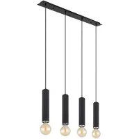 Globo Hängeleuchte, Holz, schwarz, 4-flammig, H 120 cm