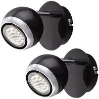 Globo 2er Set LED Wandlampe, Chrom, beweglich, schwarz, H 11,5cm