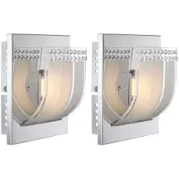 Globo 2x LED Wandleuchte, Kristalle, chrom, satiniert, D 16cm