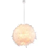 Globo Hängeleuchte, Federn, weiß, D 35 cm