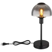 Globo Tischlampe Tischleuchte Beistellleuchte Leselampe Schreibtischleuchte, Touchbedienung, Metall Glas Rauchoptik, E14 Fassung, DxH 15x32cm