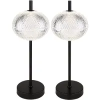 Globo Lighting 2er Set LED Tischleuchte, Kristalleffekt, CCT, dimmbar, H 40 cm