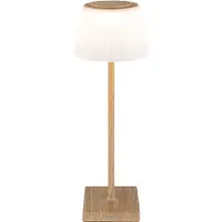 Globo Lighting LED Tischleuchte, Touchdimmer, USB Akku, Holzoptik, H 38 cm