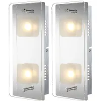 Globo 2er Set LED Wandlampe, Metall, Glas, silber, 3000K, L 28cm