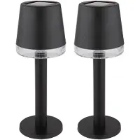 Globo LED Solarlampe Tischleuchte Außenlampe Terrassenlampe Gartenleuchte, Kunststoff klar schwarz, Akku 6-8h IP44, 3000K warmweiß, 2er Set, H 21,5 cm