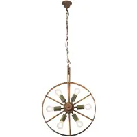 Globo Hängeleuchte, Metall, grün, rostfarben, Rad-Design