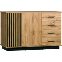 Masseno Kommode KIMA 141,2 cm Sideboard mit 4 Schubladen und 2 Türen für Wohnzimmer Schlafzimmer Modern 141,2x40x88,2 cm Eiche Wotan