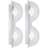 Globo Lighting 2er Set LED Wandleuchte, 2 Flammig, Glas satiniert, Chrom, L 46 cm