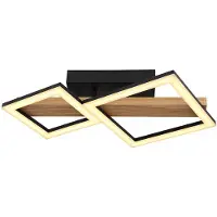 Globo LED Deckenleuchte, Holz, Quadrate schwarz, L 48 cm