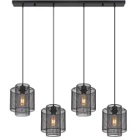 Globo Hängeleuchte, Gitter-Design, schwarz matt, H 120 cm