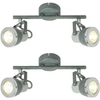 Globo Lighting 2x Deckenleuchte, steingrau chrom, verstellbare Strahler
