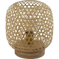 Globo Tischleuchte, Bambusgeflecht, natur, H 27 cm