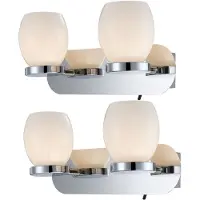 Globo Lighting 2er Set LED Wandlampe, Metall, Glas opal, 2 Flammig, B 25 cm
