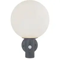 Globo Wandleuchte, anthrazit, Glas weiß, Bewegungsmelder, H 37 cm