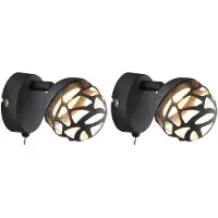 Globo Lighting 2er Set LED Wandlampe, Spot mit Dekorstanzungen, grau H 12cm