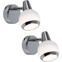 Globo 2x LED Wandleuchte, Chrom, Glas opal, beweglich, H 11,5 cm