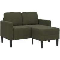 vidaXL 2er-Sofa mit Chaiselongue L-Form Armeegrün 125 cm Kunstleder