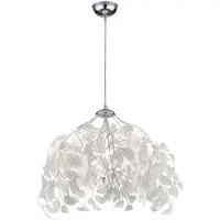 RL Pendelleuchte, Metall, Blätter/Äste, weiß, H 150 cm