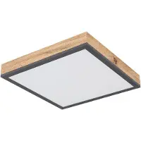 Globo LED Deckenlampe in opal weiß und Holzoptik