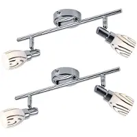 Globo 2er Set Deckenleuchte, chrom, opal, Spots beweglich, L 36,5cm