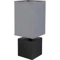 Globo Lighting Tischleuchte, Holz Textilschirm, schwarz anthrazit, H 30 cm