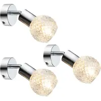 Globo Lighting 3er Set Wandstrahler, Chrom, beweglich, Glas, rund, L 17 cm